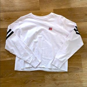 Long sleeve white crop top